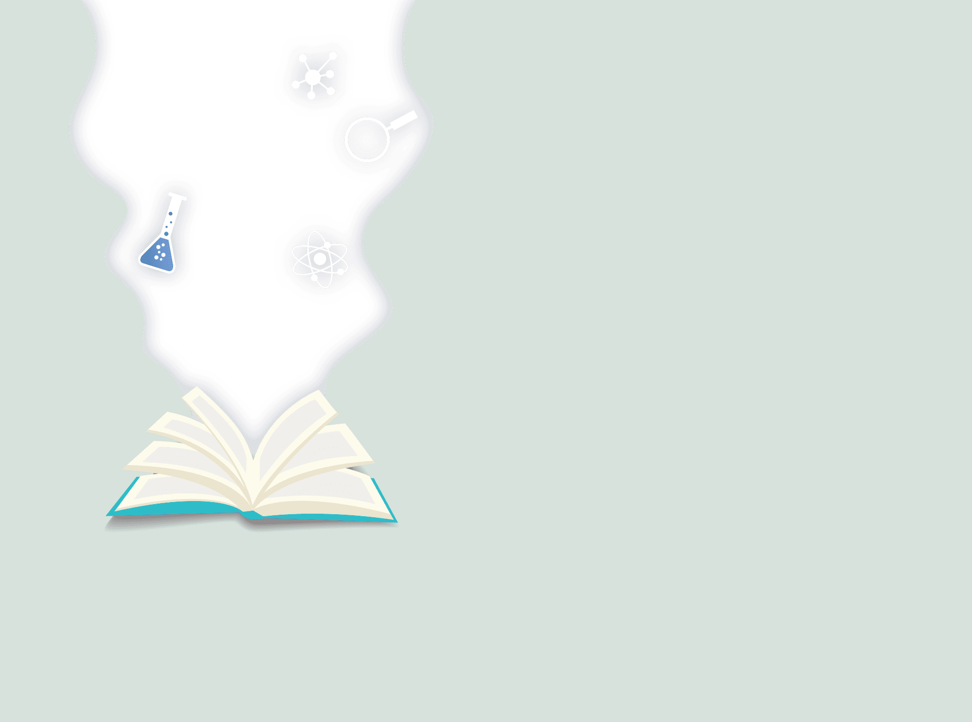 Book with science symbols cutout